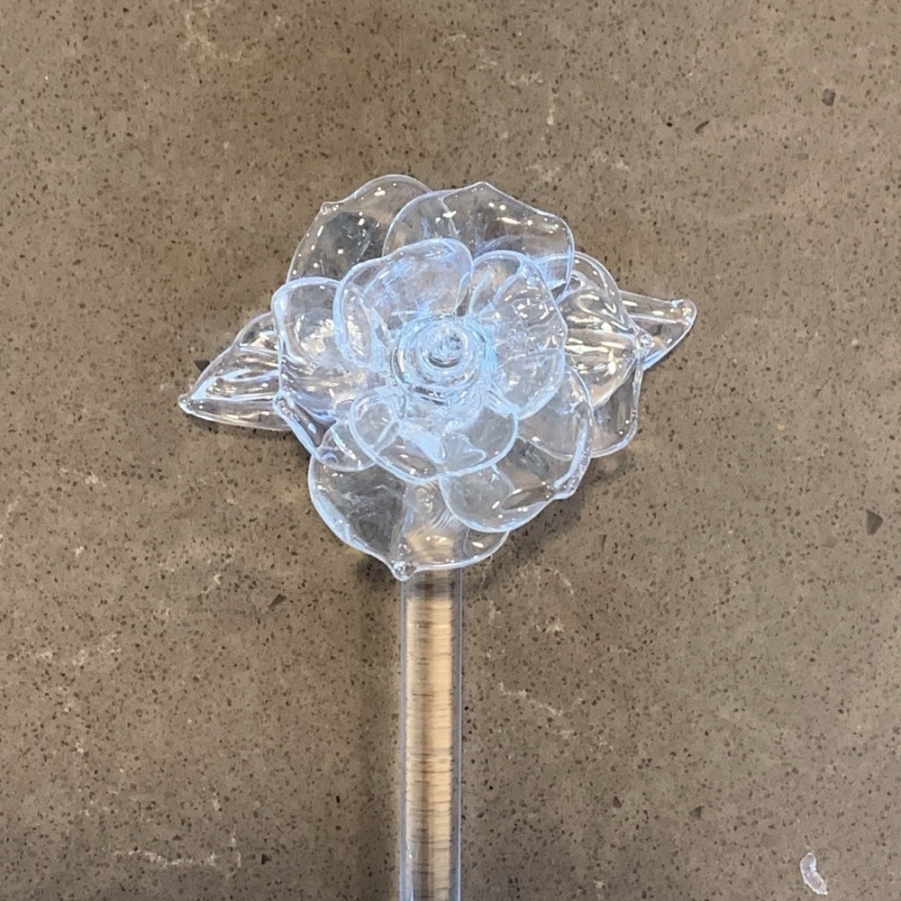 NWOT Vtg Princess House Crystal Glass Flower Swizzle Stick Stirrer 11”